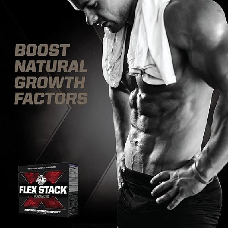 PMD SPORTS FLEX STACK TESTOSTERONE BOOSTER FOR MUSCLE GROWTH, STRENGTH, RECOVERY SLEEP