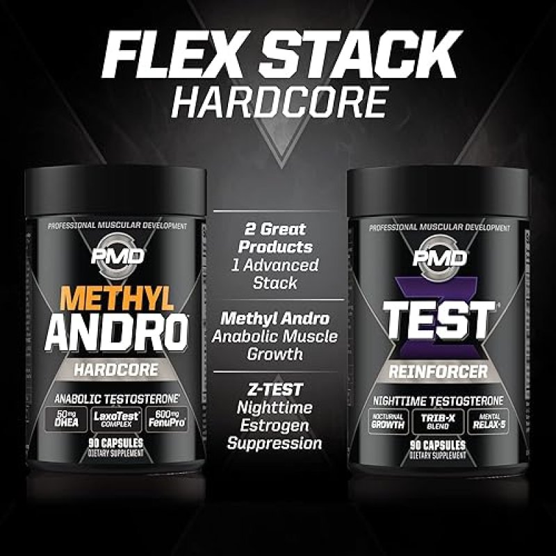 PMD SPORTS FLEX STACK HARDCORE 24H MUSCLE GROWTH, STRENGTH, RECOVERY, LIBIDO SLEEP - 180 CAPS