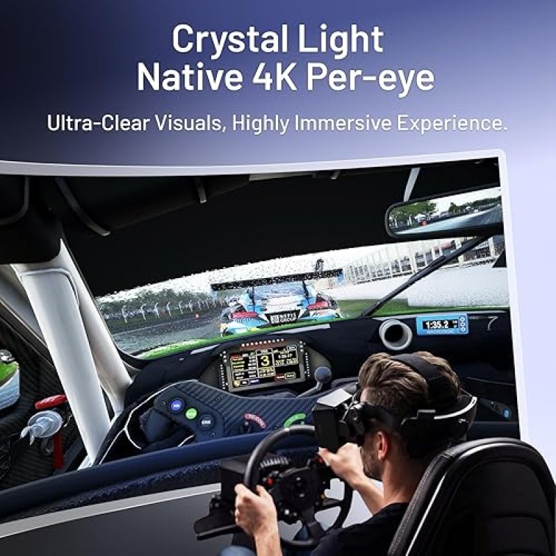 PIMAX CRYSTAL LIGHT VR HEADSET 8K QLED 2880X2880 EYE RESOLUTION PC VR FOR FLIGHT SIMS GAMING