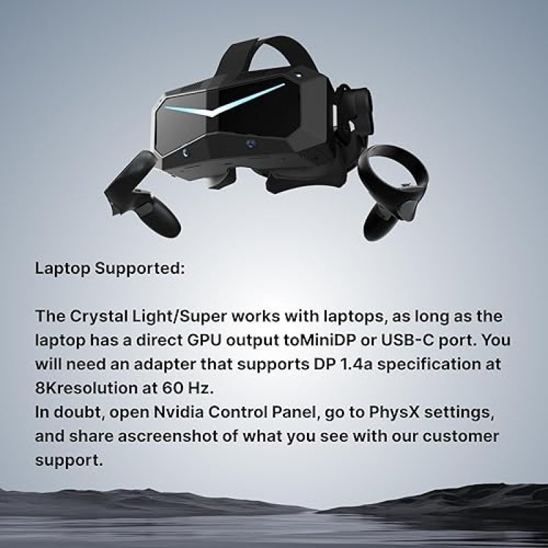 PIMAX CRYSTAL VR HEADSET 50PPD 3840X3840 PER EYE ULTRA-SHARP 127 FOV FOR FLIGHT SIMS GAMES