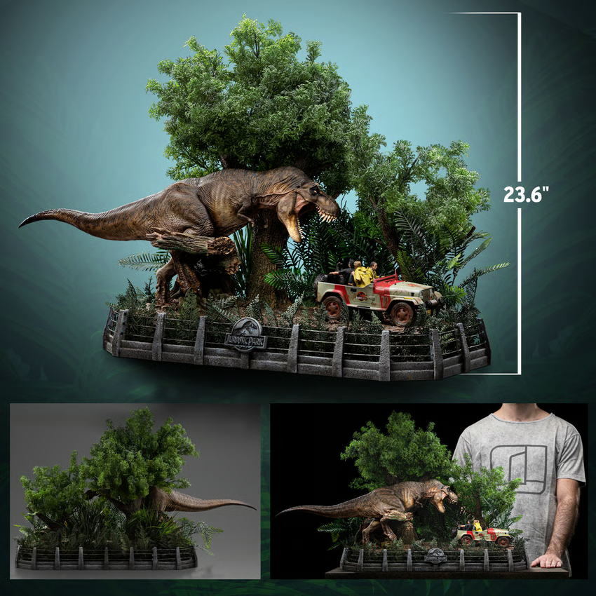 SIDESHOW T-REX CHASE STATUES BY IRON STUDIOS