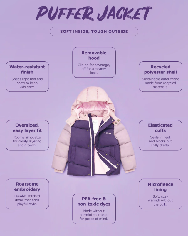 ROARSOME PUFFER JACKET - TWILIGHT PURPLE