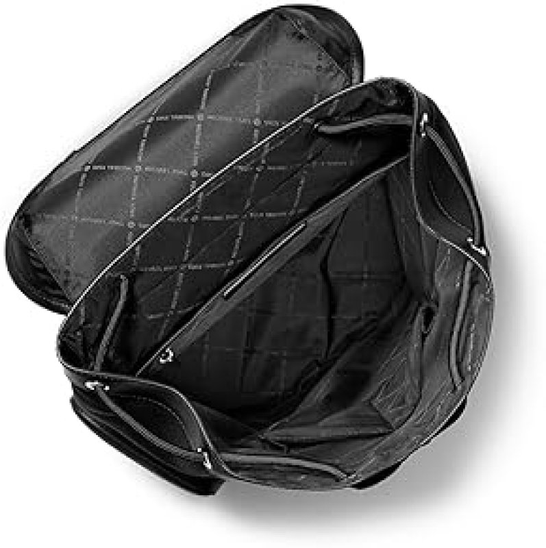 MICHAEL KORS MENS CITY BUCKLE BLACK BACKPACK WITH SILVER TONE HARDWARE STYLISH DURABLE