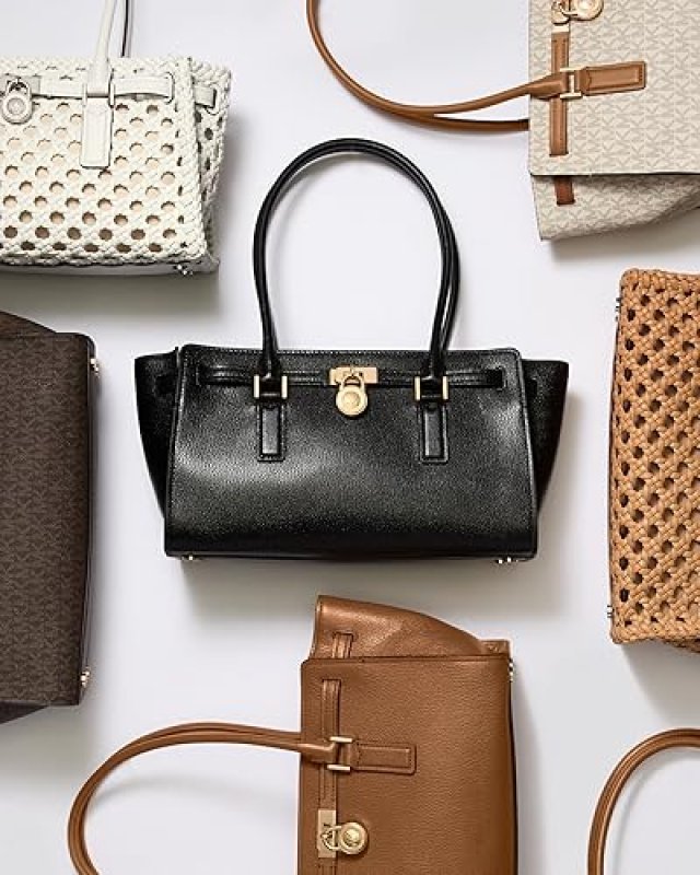 MICHAEL KORS WOMENS HAMILTON SMALL SHOULDER TOTE BAG WITH CHARM STYLISH DESIGNER HANDBAG