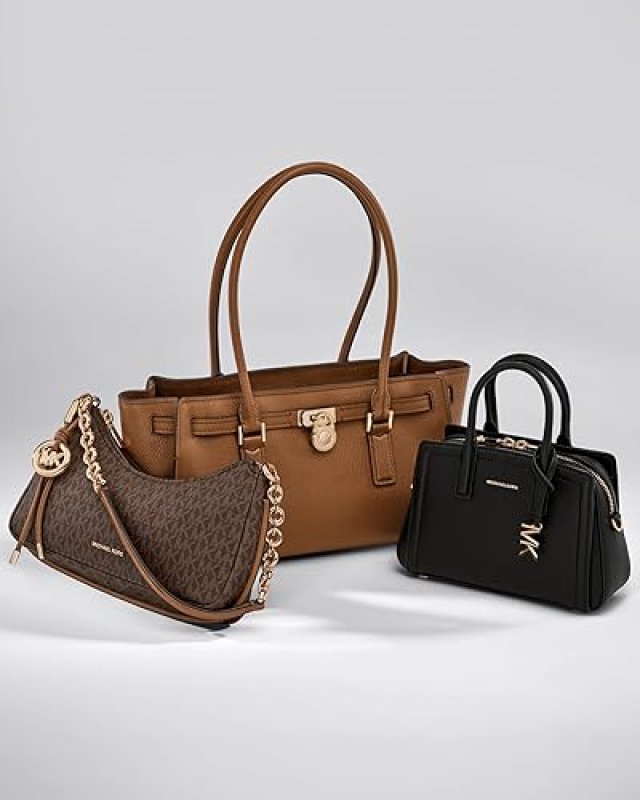 MICHAEL KORS WOMENS HAMILTON SMALL SHOULDER TOTE BAG WITH CHARM STYLISH DESIGNER HANDBAG
