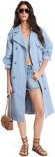 MICHAEL KORS WOMENS DOUBLE OVERSIZE BELTED TRENCH COAT STYLISH OUTERWEAR JACKET