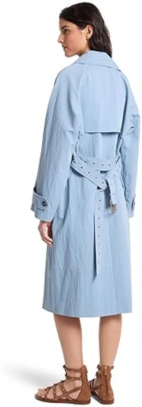 MICHAEL KORS WOMENS DOUBLE OVERSIZE BELTED TRENCH COAT STYLISH OUTERWEAR JACKET