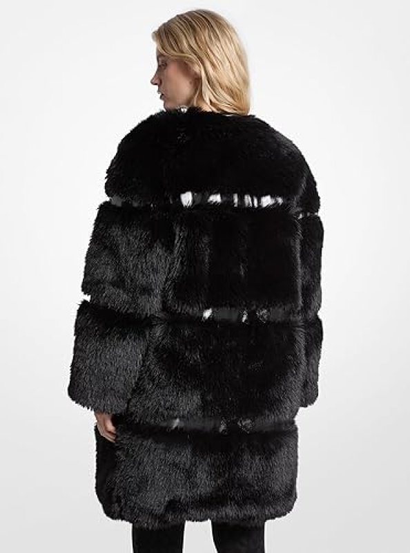 MICHAEL KORS WOMENS FAUX FUR LONG COAT STYLISH WARM WINTER OUTERWEAR FOR WOMEN