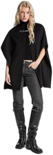 MICHAEL KORS WOMENS BLACK DOUBLE-FACED WOOL CAPE, ONE SIZE STYLISH WINTER OUTERWEAR