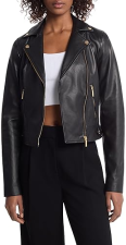 MICHAEL KORS WOMENS GENUINE LEATHER MOTO JACKET STYLISH BIKER COAT OUTERWEAR