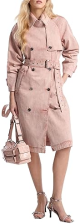MICHAEL KORS WOMENS DOUBLE BREASTED DENIM TRENCH COAT STYLISH LIGHTWEIGHT OUTERWEAR