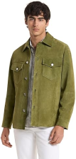 MICHAEL KORS MENS SUEDE CURVE HEM SHIRT JACKET STYLISH LIGHTWEIGHT OUTERWEAR