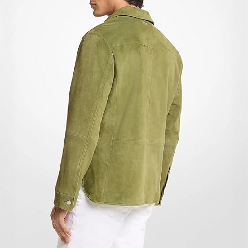 MICHAEL KORS MENS SUEDE CURVE HEM SHIRT JACKET STYLISH LIGHTWEIGHT OUTERWEAR