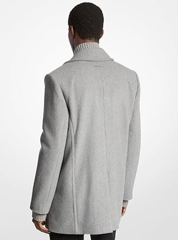 MICHAEL KORS MENS WOOL PEACOAT WITH ZIP POCKETS STYLISH WARM OUTERWEAR JACKET