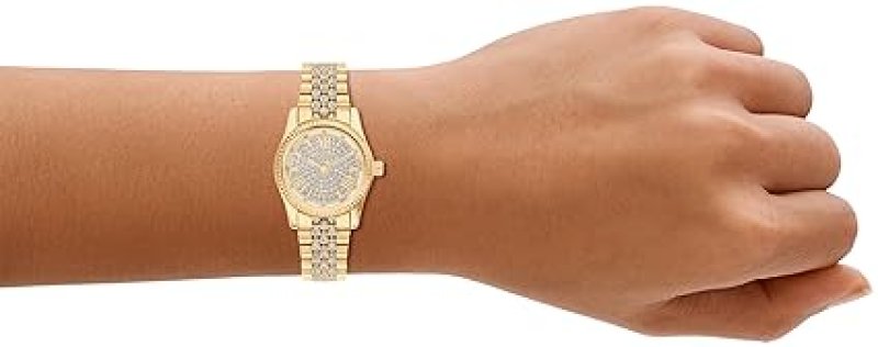 MICHAEL KORS WOMENS LEXINGTON GOLD-TONE STAINLESS STEEL WATCH MK7575 THREE-HAND DESIGN