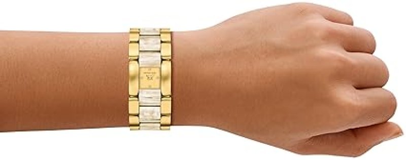 MICHAEL KORS WOMENS DARRINGTON WHITE ACETATE GOLD-TONE STAINLESS STEEL WATCH MK7592