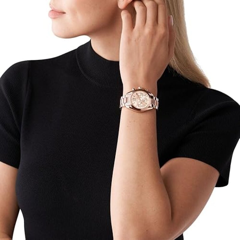 MICHAEL KORS BRADSHAW WOMENS STAINLESS STEEL CHRONOGRAPH WATCH WITH STEEL OR LEATHER BAND