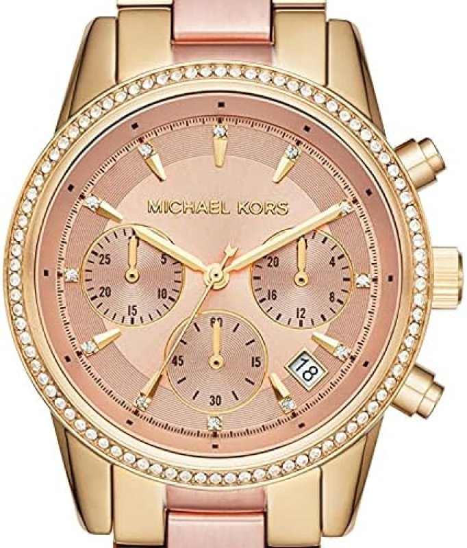 MICHAEL KORS BRYANT WOMENS CHRONOGRAPH WATCH STAINLESS STEEL PAVé CRYSTAL ELEGANT DESIGN