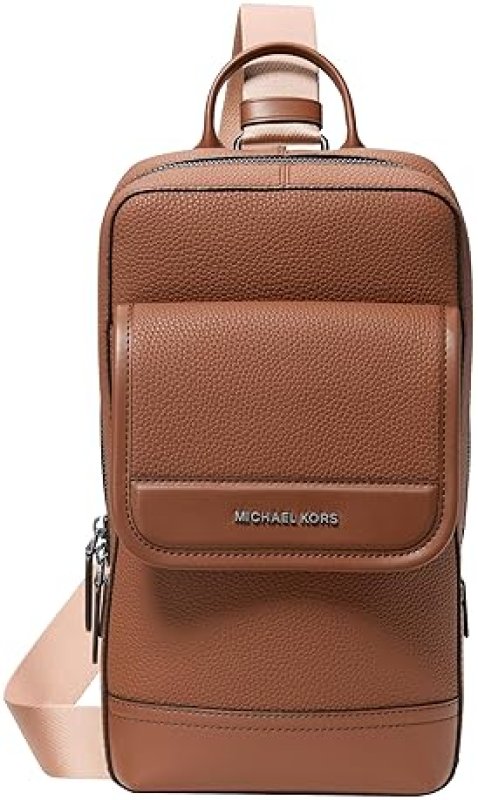MICHAEL KORS MENS JET SET TOURING SLINGPACK MATTE PEBBLE EMBOSSED LEATHER LUGGAGE BAG