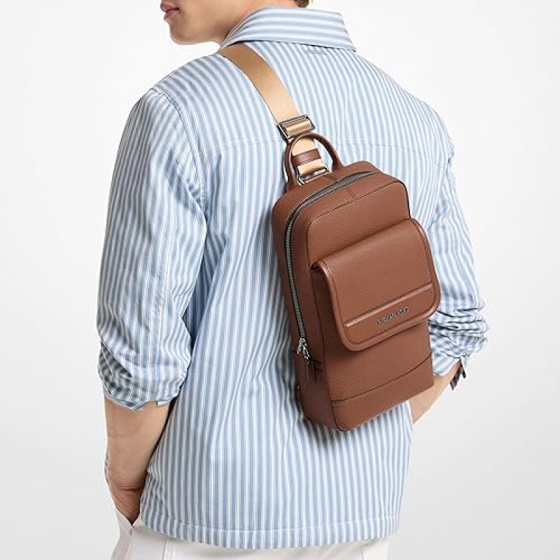 MICHAEL KORS MENS JET SET TOURING SLINGPACK MATTE PEBBLE EMBOSSED LEATHER LUGGAGE BAG