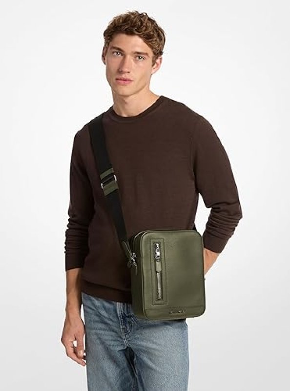 MICHAEL KORS MENS HUDSON VERTICAL ZIP FLIGHT BAG STYLISH DURABLE TRAVEL SHOULDER BAG