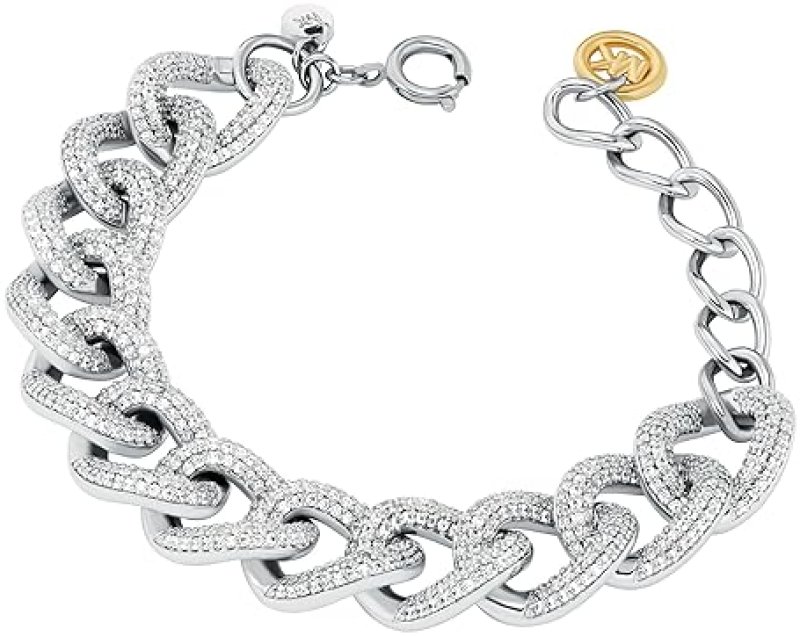 MICHAEL KORS WOMENS SILVER PAVé CHAIN BRACELET MKJ8575931 STYLISH DESIGNER JEWELRY