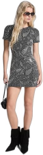 MICHAEL KORS WOMENS PAISLEY STUDDED MINI DRESS SHORT SLEEVE STYLISH SUMMER OUTFIT