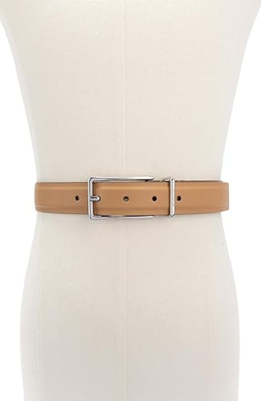 MICHAEL KORS WOMENS 1.2 INCH LEATHER BELT - ADJUSTABLE, STYLISH EVERYDAY ACCESSORY