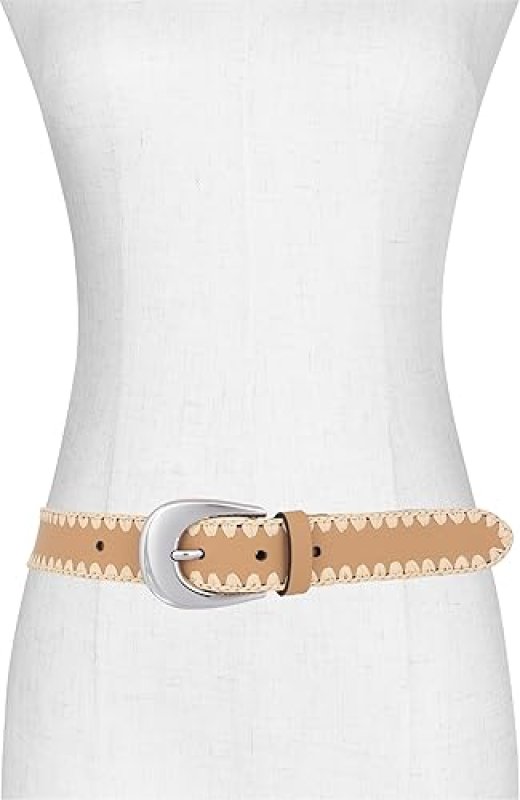 MICHAEL KORS WOMENS 1.2 INCH RAFFIA LEATHER ADJUSTABLE BELT STYLISH EVERYDAY ACCESSORY