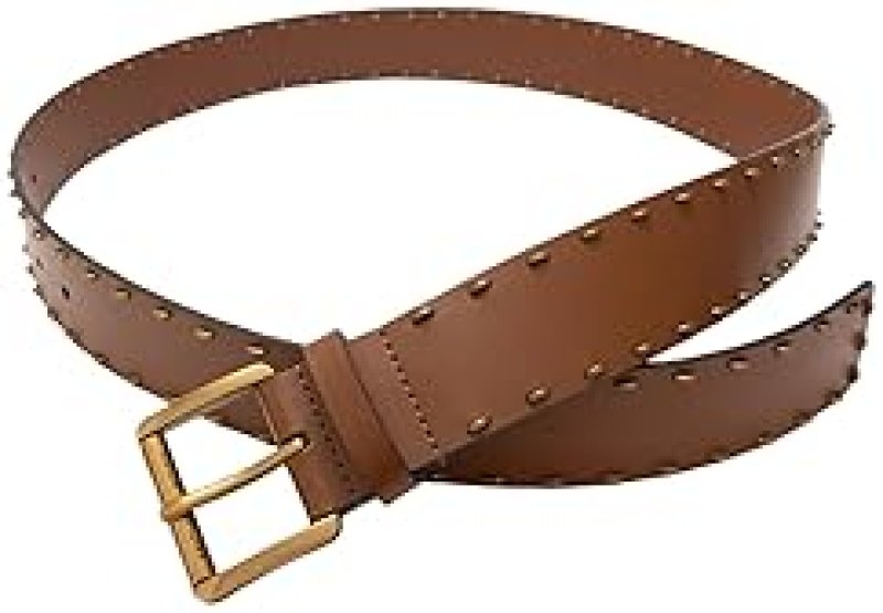 MICHAEL KORS WOMENS 1.65 INCH HALF MOON STUDDED BELT ADJUSTABLE STYLISH NON-REVERSIBLE FIT