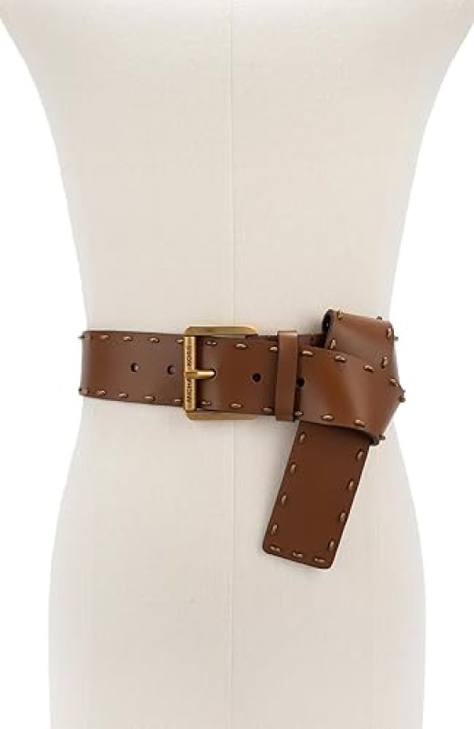 MICHAEL KORS WOMENS 1.65 INCH HALF MOON STUDDED BELT ADJUSTABLE STYLISH NON-REVERSIBLE FIT