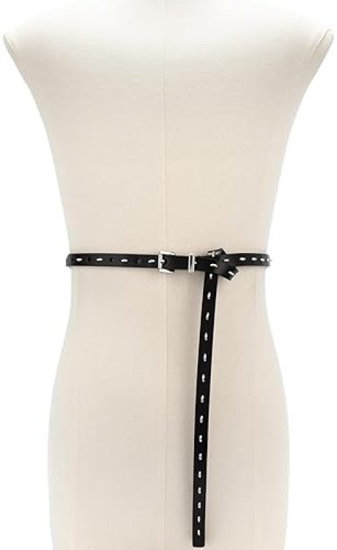 MICHAEL KORS WOMENS 0.5 INCH HALF MOON STUDDED BELT ADJUSTABLE STYLISH NON-REVERSIBLE FIT