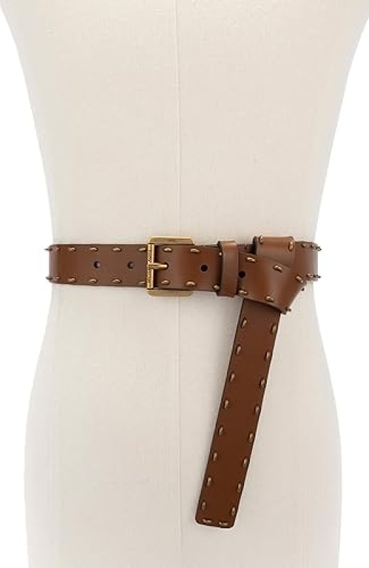 MICHAEL KORS WOMENS 1.1 HALF MOON STUDDED BELT ADJUSTABLE STYLISH NON-REVERSIBLE FIT