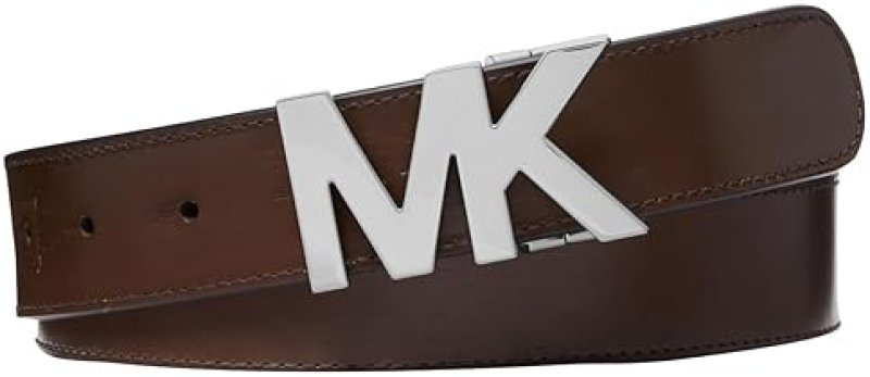 MICHAEL KORS MENS 34MM REVERSIBLE MK BUCKLE LEATHER BELT STYLISH DESIGNER ACCESSORY