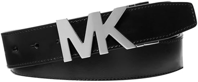 MICHAEL KORS MENS 34MM REVERSIBLE MK BUCKLE LEATHER BELT STYLISH DESIGNER ACCESSORY
