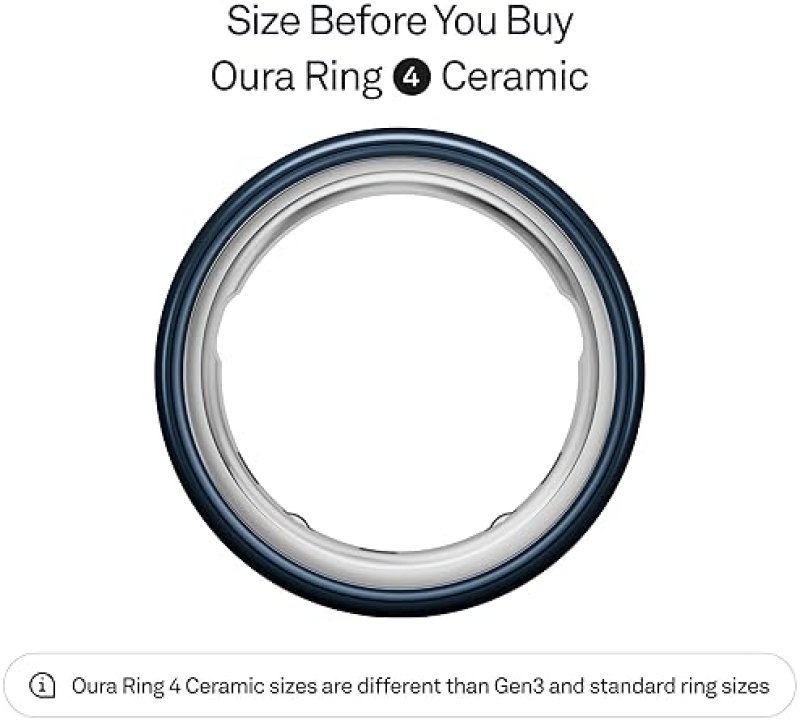 OURA RING 4 CERAMIC MIDNIGHT SIZE 8 SLEEP, ACTIVITY WOMEN S HEALTH TRACKER, 8-DAY BATTERY, ANDROID I