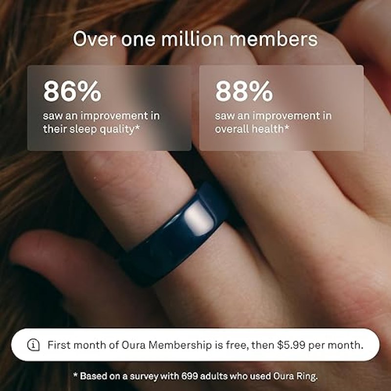 OURA RING 4 CERAMIC MIDNIGHT SIZE 8 SLEEP, ACTIVITY WOMEN S HEALTH TRACKER, 8-DAY BATTERY, ANDROID I