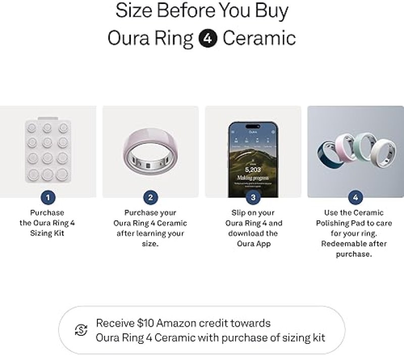 OURA RING 4 CERAMIC PETAL SIZE 8 SLEEP, ACTIVITY, WOMEN S HEALTH, AI, 8-DAY BATTERY, ANDROID IOS