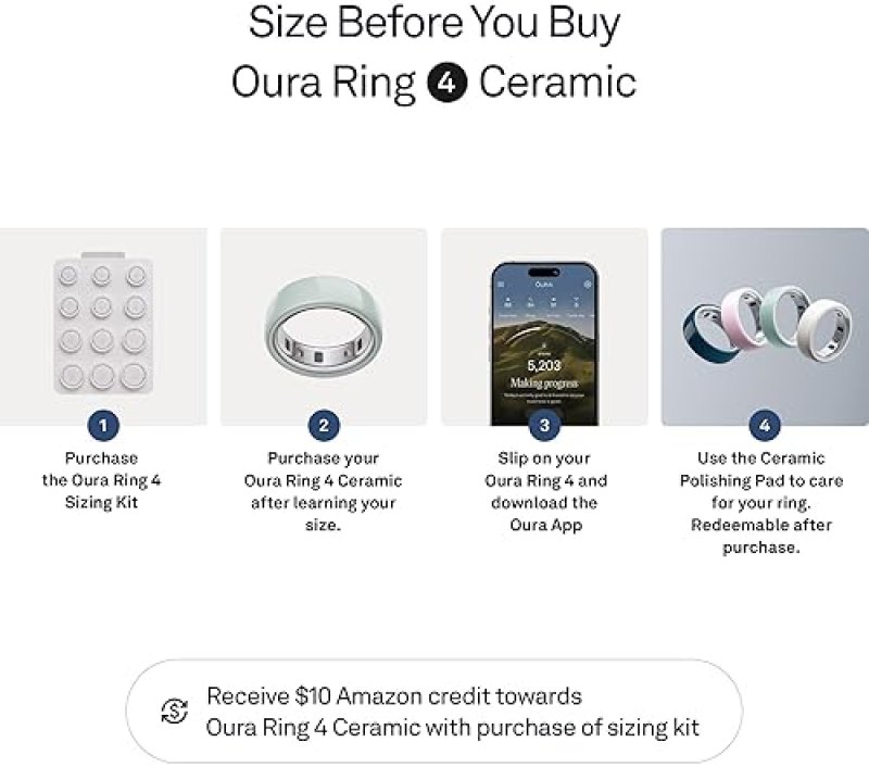 OURA RING 4 CERAMIC TIDE SIZE 8 SLEEP, ACTIVITY WOMEN S HEALTH TRACKER, 8-DAY BATTERY, ANDROID IOS