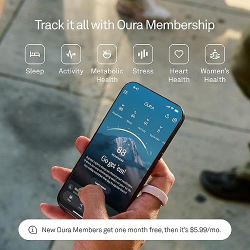 OURA RING 4 CERAMIC TIDE SIZE 8 SLEEP, ACTIVITY WOMEN S HEALTH TRACKER, 8-DAY BATTERY, ANDROID IOS