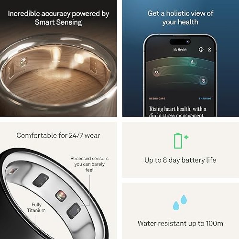 OURA RING GENERATION 4 BLACK SIZE 11 SLEEP, ACTIVITY, WOMEN S HEALTH TRACKER, AI ADVISOR, 8-DAY BATT