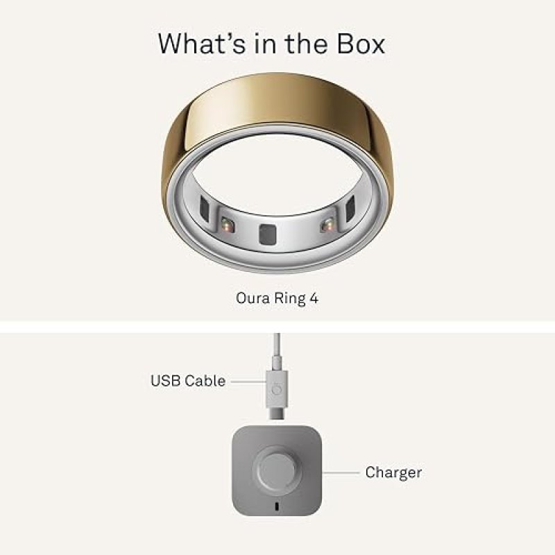 OURA RING GENERATION 4 GOLD SIZE 8 SLEEP, ACTIVITY, WOMEN S HEALTH TRACKER, AI ADVISOR, 8-DAY BATTER