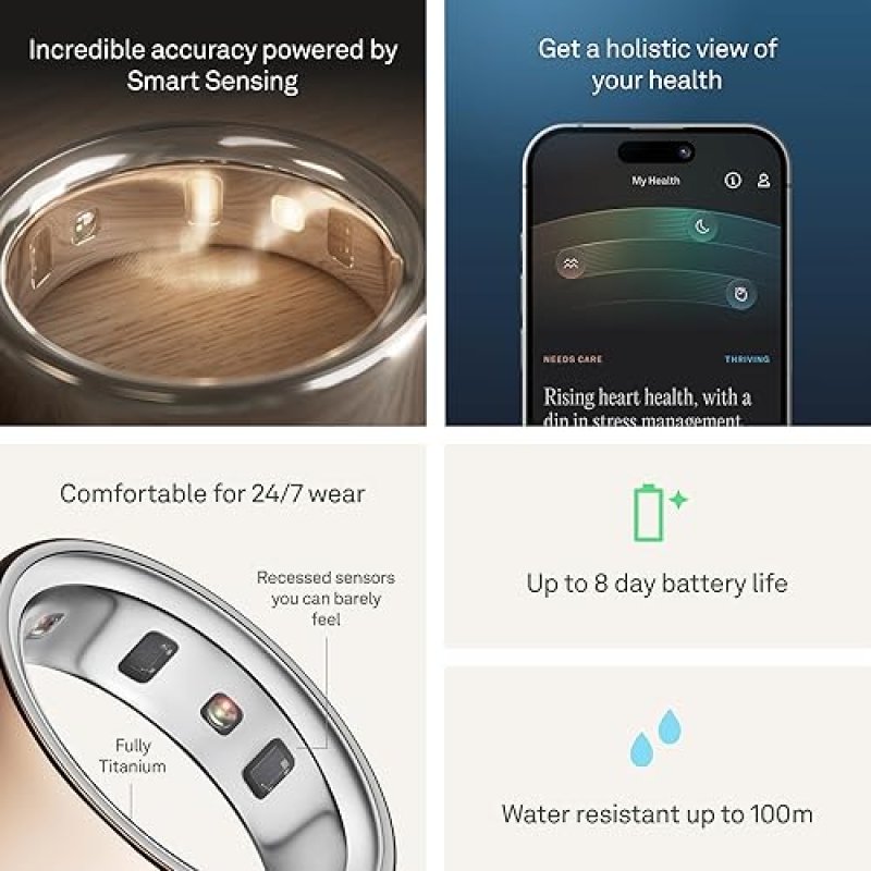 OURA RING 4 ROSE GOLD SIZE 8 SLEEP, ACTIVITY HEALTH TRACKER, AI ADVISOR, 8-DAY BATTERY, ANDROID IOS