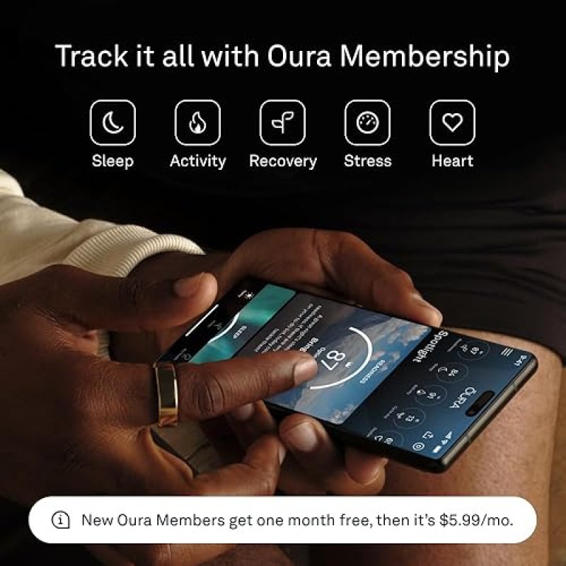 OURA RING GEN3 HORIZON SILVER SIZE 8 WITH SIZING KIT SLEEP FITNESS TRACKER, 5-7 DAYS BATTERY