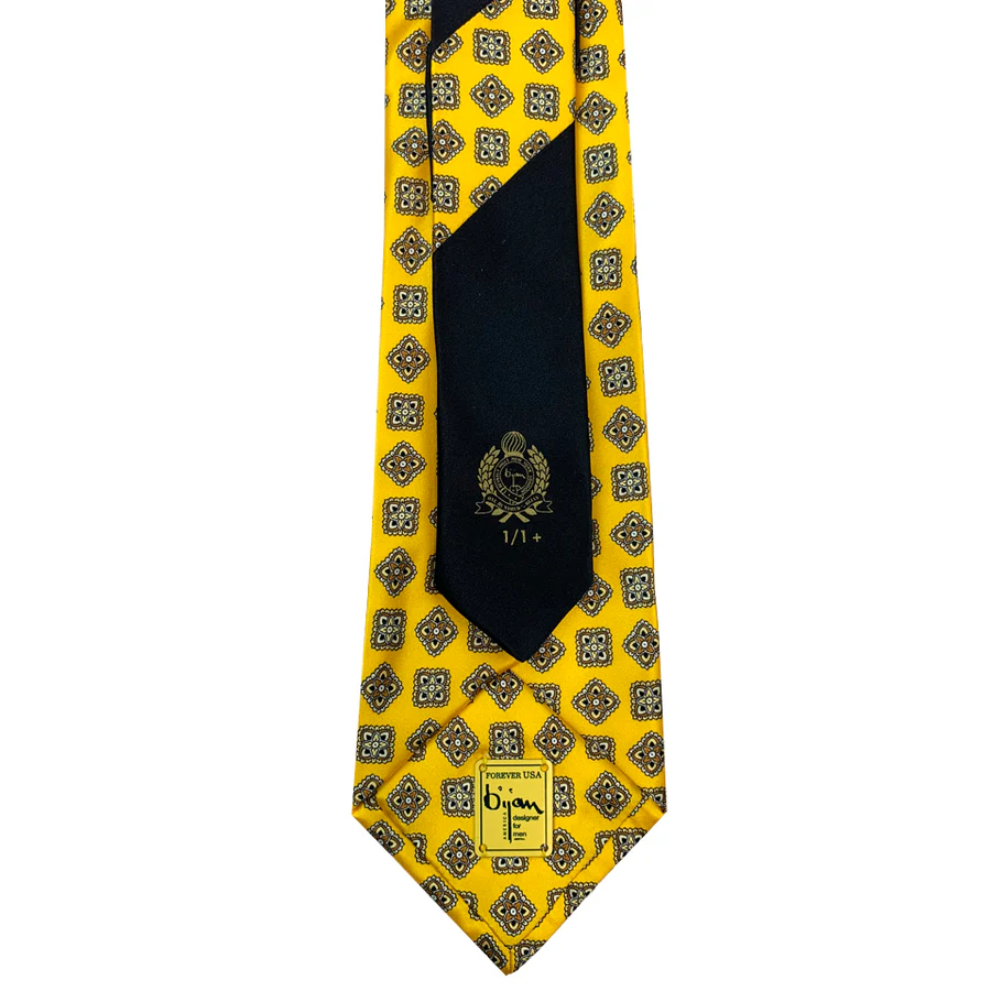 BIJAN PURE SILK TIE SET YELLOW