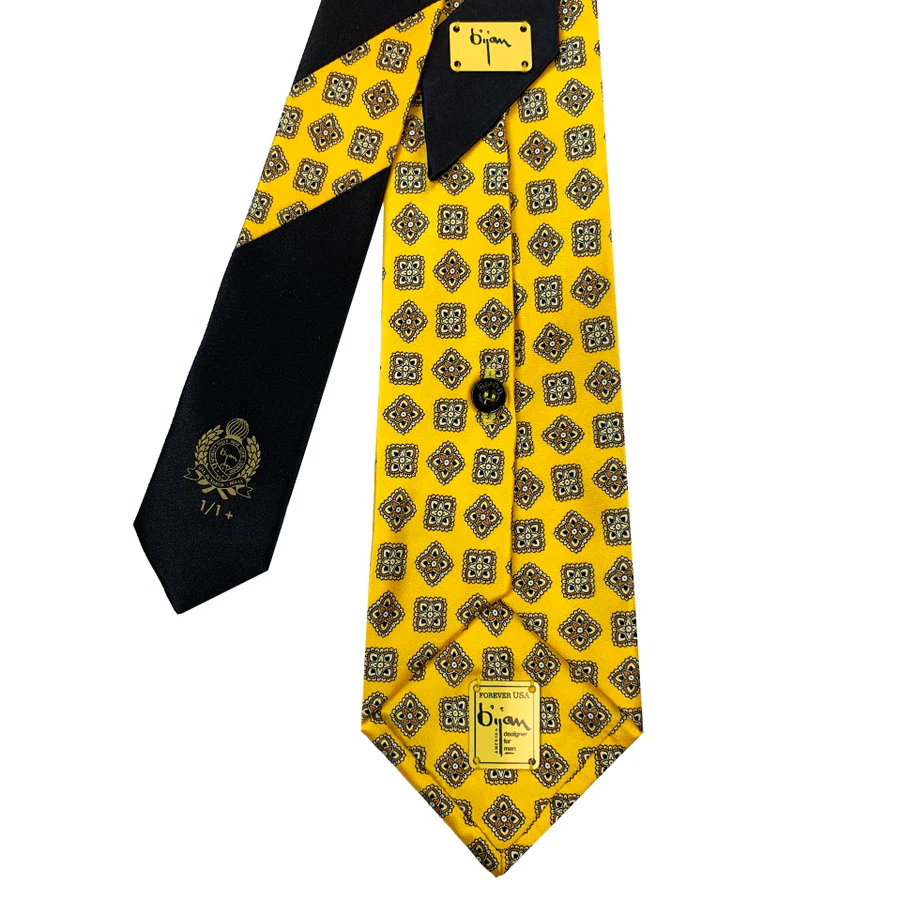 BIJAN PURE SILK TIE SET YELLOW