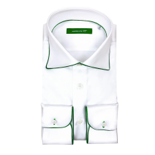 BIJAN DRESS SHIRT WITH GREEN PIPING DETAIL WHITE