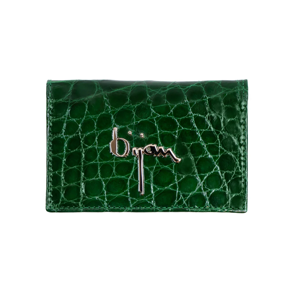 BIJAN EMERALD GREEN ALLIGATOR CARD HOLDER