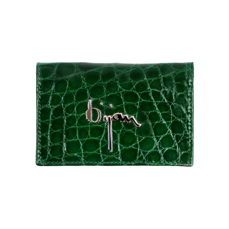BIJAN EMERALD GREEN ALLIGATOR CARD HOLDER