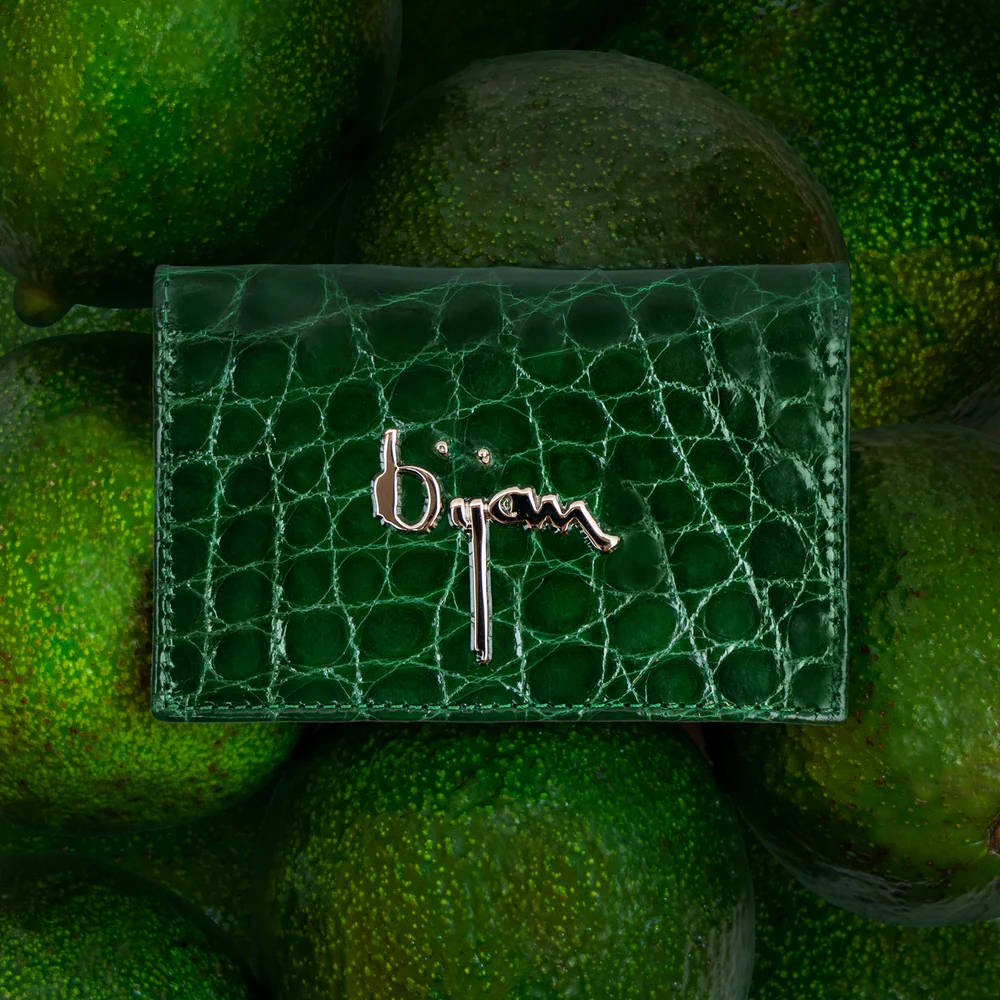 BIJAN EMERALD GREEN ALLIGATOR CARD HOLDER